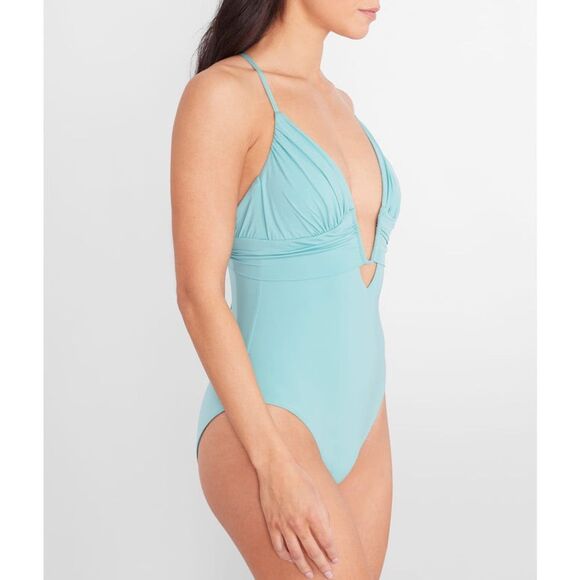 NWT BECCA by Rebecca Virtue Color Code Bristol Plunge One-Piece in Mineral Blue - Picture 6 of 14